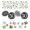 Elegáns arany-fekete-ezüst 50 szülinapi konfetti