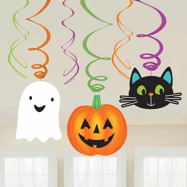 Cica-szellem-halloween tök spirál dekoráció szett 6 db