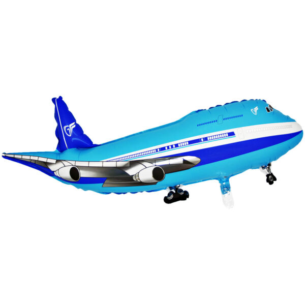Kék repülőgép héliumos lufi