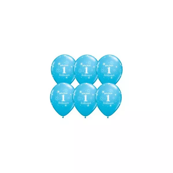 Kék boldog első szülinapot héliumos lufi