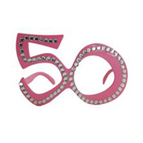 50. szülinapra pink strasszos szemüveg