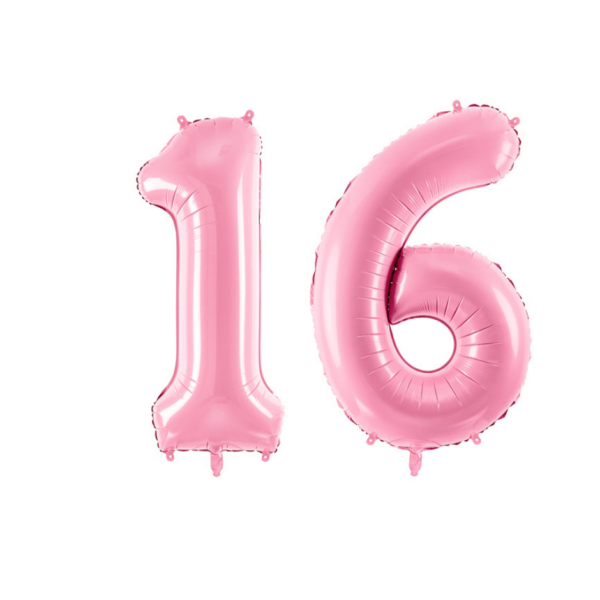 Pasztell rózsaszín 16 szám szülinapi héliumos lufi