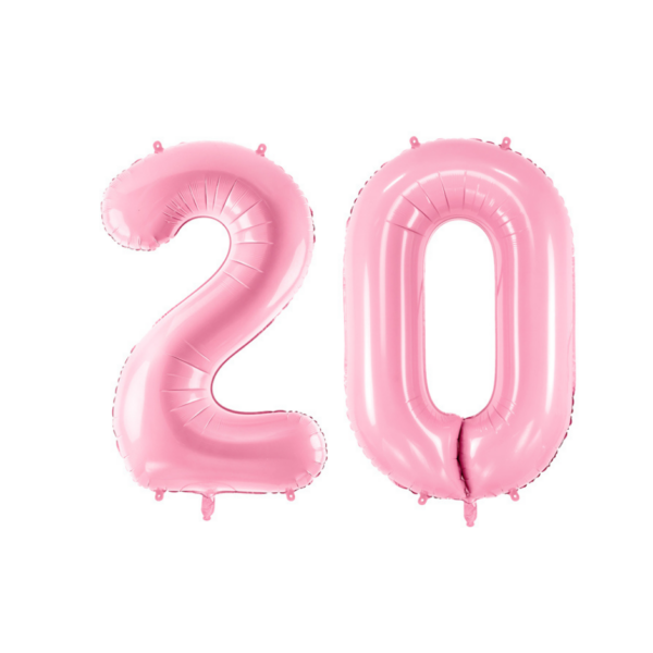 Pasztell rózsaszín 20 szám szülinapi héliumos lufi