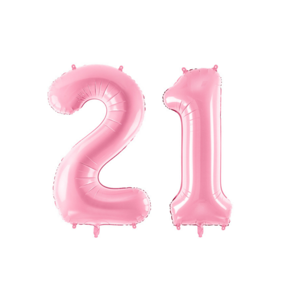 Pasztell rózsaszín 21 szám szülinapi héliumos lufi