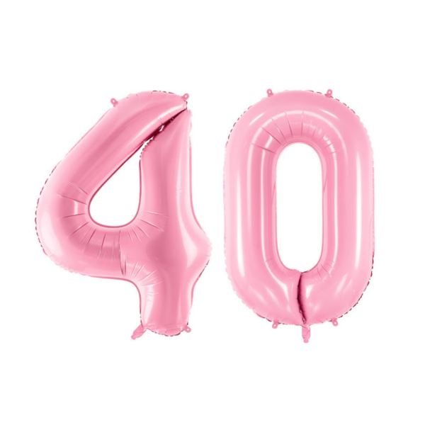 Pasztell rózsaszín 40 szám szülinapi héliumos lufi