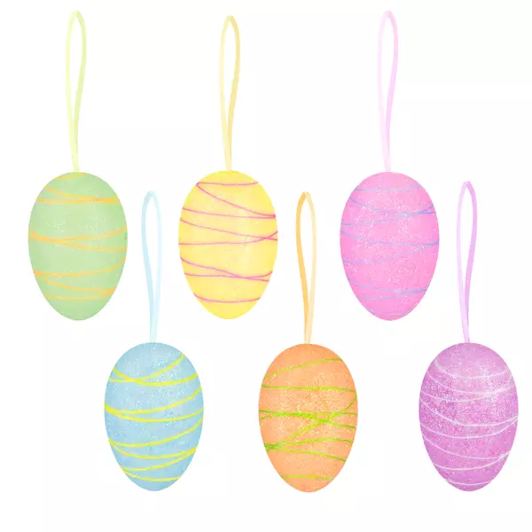 Pasztell színes akasztós húsvéti tojás szett 6 db