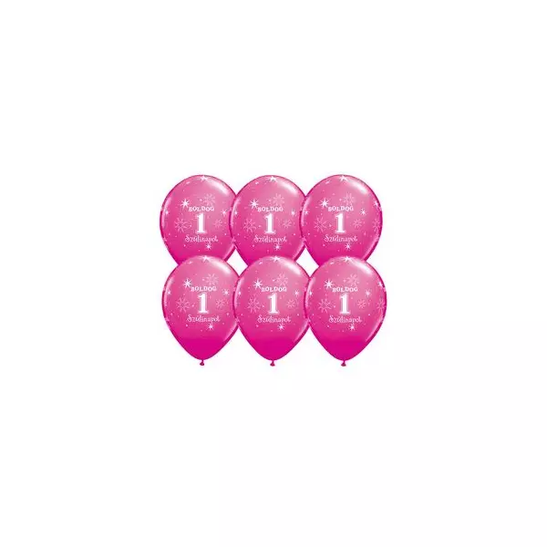 Pink boldog első szülinapot héliumos lufi