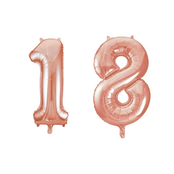 Rose gold 18 szám szülinapi héliumos lufi