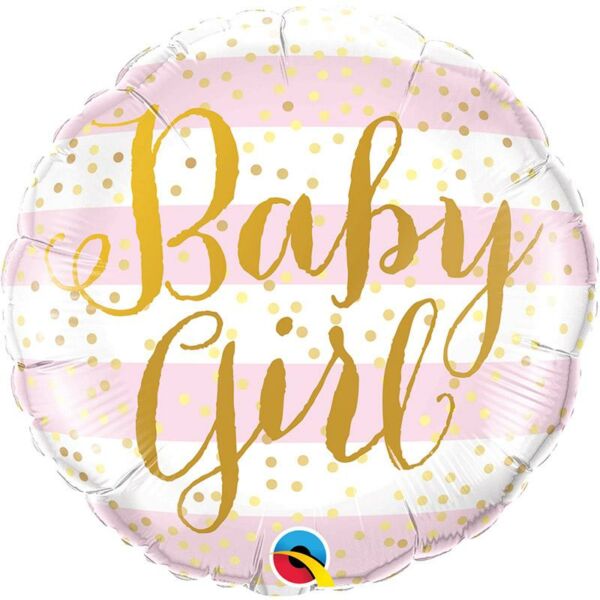 Rózsaszín-arany baby girl babaváró héliumos lufi