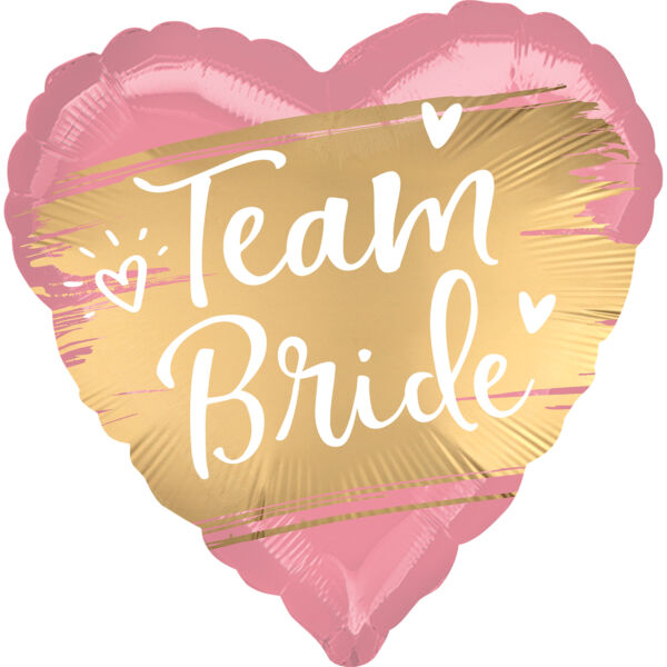Rózsaszín-arany szív team bride héliumos lufi