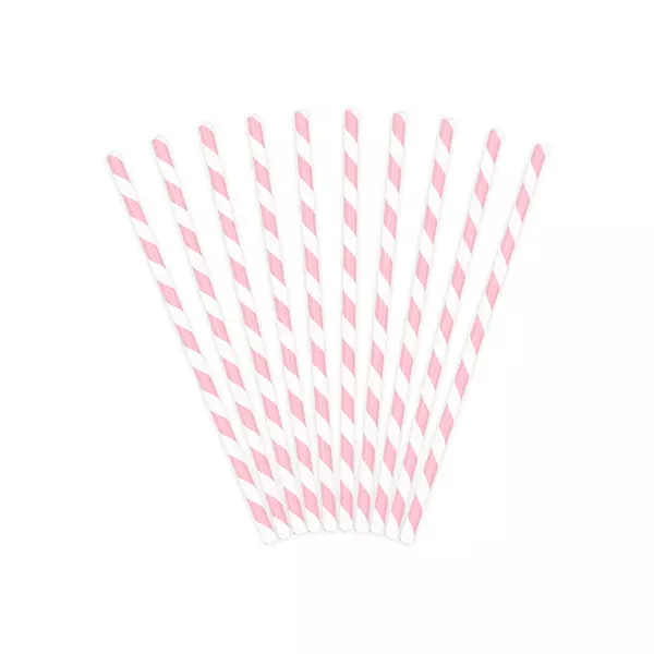 Rózsaszín csíkos papír szívószál