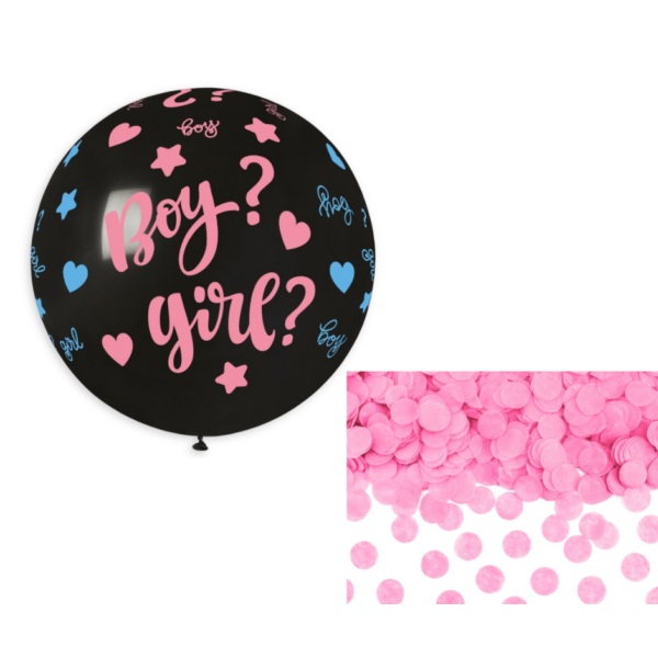 Szivecskés boy or girl lufi rózsaszín konfettivel