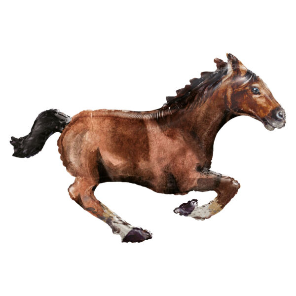 Vágtázó barna ló héliumos lufi